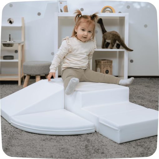 Juego de escalada suave IGLU para interiores, set de espuma de 5 formas, juguetes de escalada para bebes de 1 ano (Blanco, Cuero Vegano) - Imagen 5