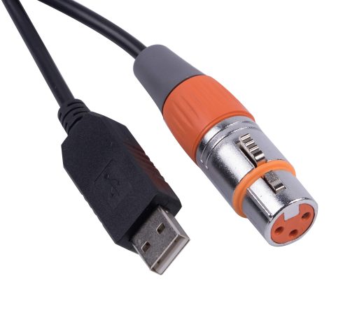 Adaptador de Interfaz USB a DMX LED DMX512 para Computadora de Estudio PC Controlador de Luces de Escenario Dimmer FT232RL RS485 3PIN XLR Convertidor Serial Cable de 16ft, Carcasa USB Negra - Imagen 2