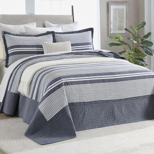 Colcha Moderna King Size DDUOXIN 120" W x120 L - 100% Algodon Textura de Gofre Colcha Extra Grande con 2 Fundas de Almohada, Juego de Ropa de Cama Reversible Ligero de 3 Piezas, Folkstone/Blanco - Imagen 2