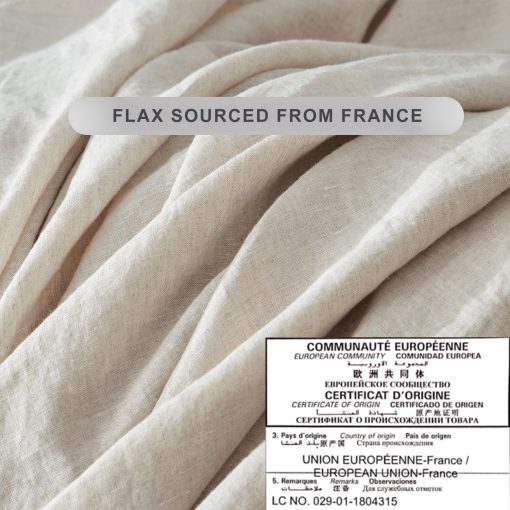 Juego de sabanas de lino puro TOSMO, 100% lino natural frances Juego de ropa de cama 4 piezas (Queen, 1 sabana plana, 1 sabana ajustable, 2 fundas de almohada) - Lino natural - Imagen 4