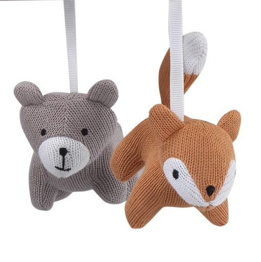 Movil Musical de Cuna para Bebe Lambs & Ivy Painted Forest Gris/Beige Zorro y Oso - Imagen 2