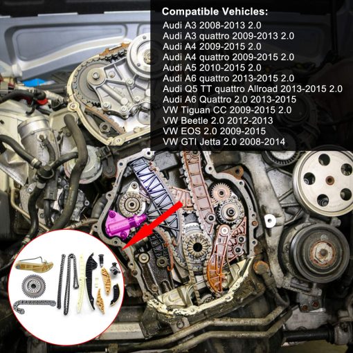 Kit de cadena de tiempo del motor de reemplazo Bicos 06H109469T 06H109469AD para A3 A4 A5 A6 Q5 Quattro Jetta CC GTI Beetle 2.0T - Imagen 2