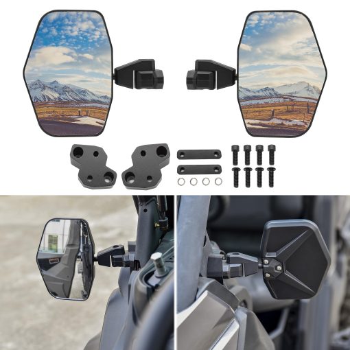 Espejos laterales de vista trasera de aleacion de aluminio ajustables mas anchos SAUTVS para Can-Am Defender, espejos laterales concavos de alta definicion de alta resistencia para Can Am Defender HD5 HD8 HD10 MAX 2016-2024 Accesorios (2PCS)