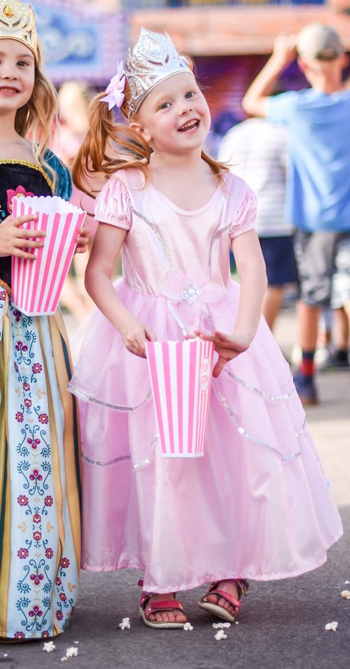 Disfraz de princesa rosa real Little Adventures para ninas (Talla Grande 5-7 anos) - Vestido de fiesta y juego de fantasia para ninos lavable a maquina sin purpurina - Imagen 4