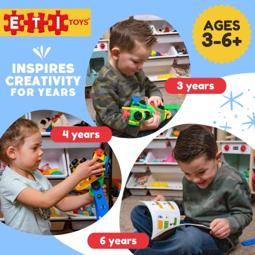 ETI Toys STEM Learning Juego de Bloques de Construccion Educativos Originales para Ninos y Ninas de 3, 4 y 5+ Anos | Juguetes de Construccion Divertidos para Kit de Juguetes para Ninos, Regalo de Juguetes STEM (172 PCS) - Imagen 3