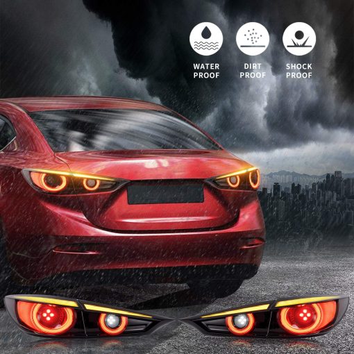 VLAND Luces traseras LED secuenciales completas compatibles con [Mazda 3 Axela 2014-2018] Conjunto de lampara trasera LED para freno y marcha atras, YAB-AL-0317 (Ahumado) [No apto para Hatchback] - Imagen 6