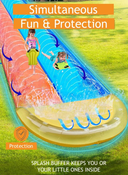 Dimple Tobogan Inflable con Rociador de Agua y 2 Tablas de Surf - Juguete de Verano Perfecto para Ninos con Rociador Incorporado para el Patio Trasero - 16ft x 5ft - Imagen 4