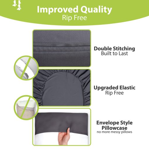 Juego de sabanas de lujo BAMPURE Serie Queen - 100% Puro Viscosa derivada de Bambu Sabanas Tamano Queen - Sabanas Queen Super Suaves para Dormidores Calurosos - Bolsillo Profundo de hasta 16? Sabanas Queen (Gris Carbon) - Imagen 4
