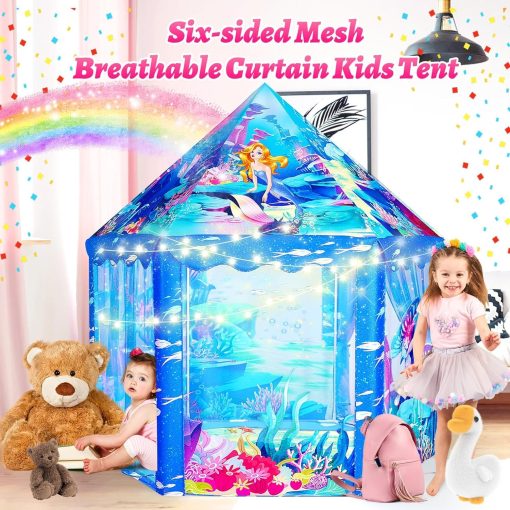 Tienda de Juegos para Ninas Princesa Sirena - Gran Castillo para Ninas de 3 a 12 Anos, Toy para Interiores y Exteriores para Ninos, 55'' x 53'' (DxH) - Imagen 3