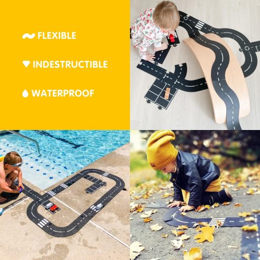 Waytoplay King of The Road, Circuito de 40 Piezas para Coches de Juguete - Flexible, Indestructible y Resistente al Agua - Pistas Modulares para Coches - Hecho en Los Paises Bajos - Imagen 2
