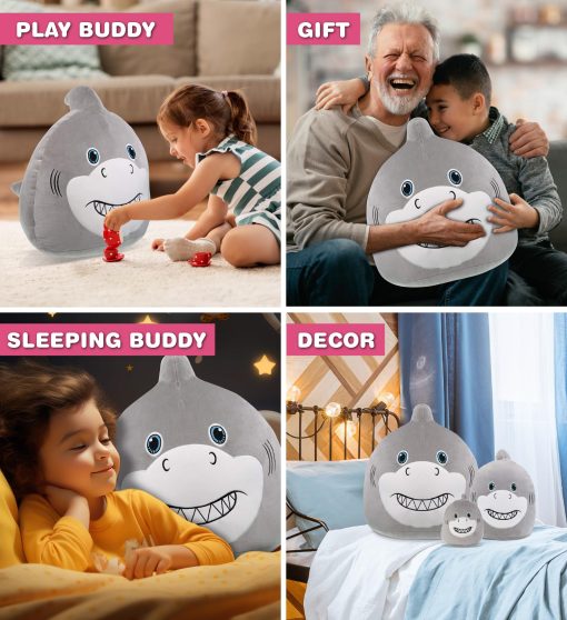 Peluche de tiburon DolliBu Snug Mooshies - Juguete de felpa grande y tierno de la vida marina, peluches super suaves y abrazables para ninas y ninos, adorable almohada de peluche animal para ninos - 17 pulgadas - Imagen 4