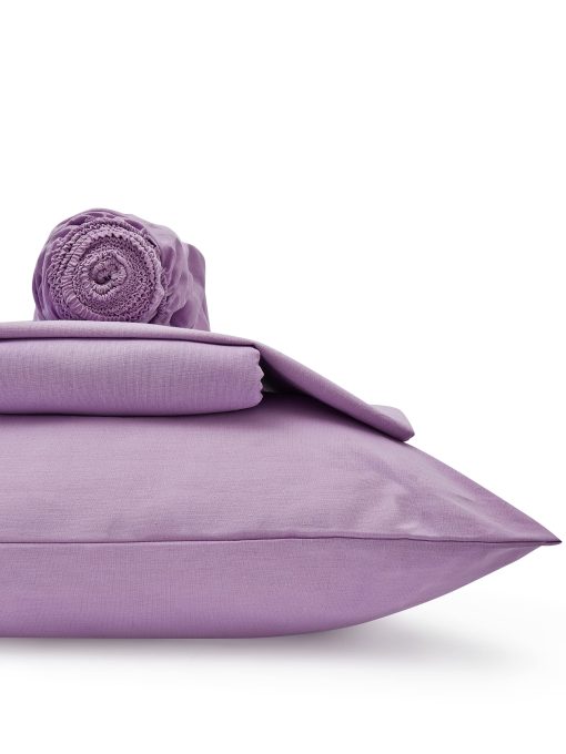 Juego de Sabanas y Fundas de Almohada de Lino Europeo WHOLEWOOLS - Juego de Sabanas de Lino Natural ? Juego 4 Pzas Ultra Suave, (2 Protectores de Almohada, Sabana Ajustable y Sabana de Cama) (King, Violeta) - Imagen 6