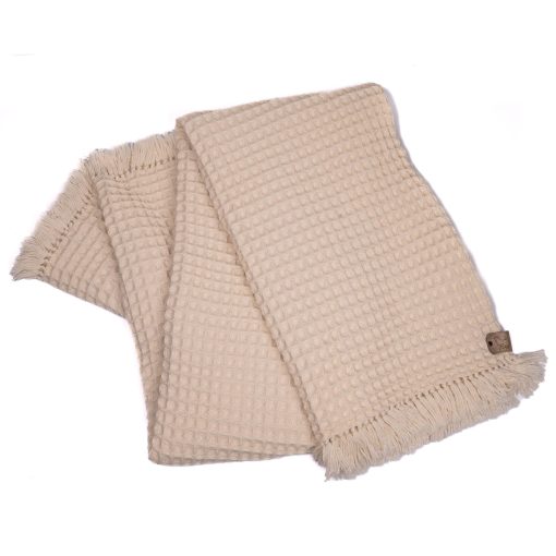 Manta de Lana Ritzy Nuria con Diseno de Gofre Facil de Lavar - Peso Pesado, Lavable a Maquina, Amigable con la Piel - Blanco Crema - 64 x 84 Pulgadas