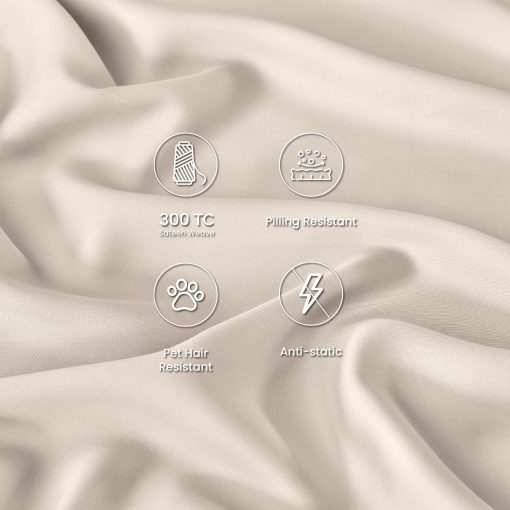 Juego de sabanas GOKOTTA Split King 5 piezas, sabanas extra suaves, refrigerante para los que duermen calientes - Sabanas transpirables de lujo de hotel, bolsillo profundo hasta 16" - 100% Rayon derivado del bambu (Beige Claro) - Imagen 6