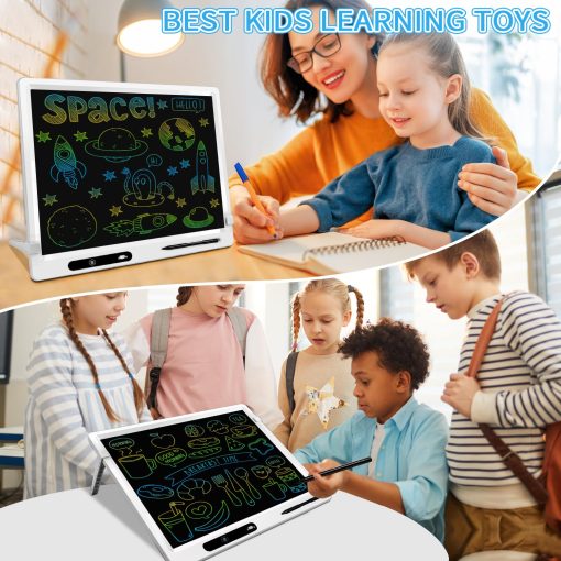 Tableta de Escritura LCD para Ninos, Paquete de 2 22 pulgadas + 10 pulgadas, Tablero de Dibujo Colorido para Ninos con Soporte Ajustable, Juguetes Educativos de Aprendizaje para el Hogar y la Oficina, Regalos para Ninas y Ninos de 3 a 12 Anos - Imagen 6