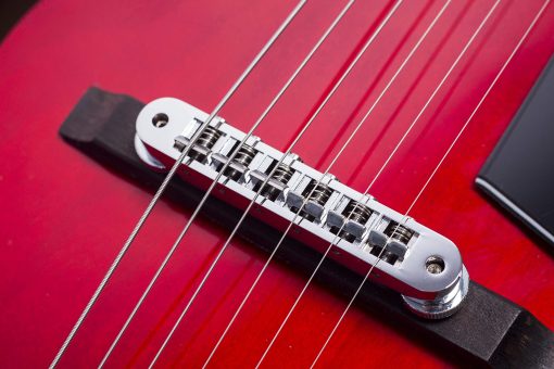 Guitarra Electrica Jazz GROTE Cuerpo Hueco Hardware Cromado Pastilla P90 (ROJA) - Imagen 7