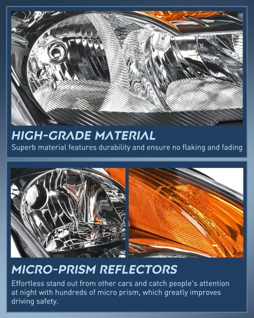 Nilight Conjunto de Faros Delanteros Compatible con 2007 2008 2009 Nissan Altima 4Dr Sedan Repuesto de Faros Carcasa Negra Reflector ambar Lente Clara Lado del Conductor y Pasajero, 2 Anos de Garantia - Imagen 6