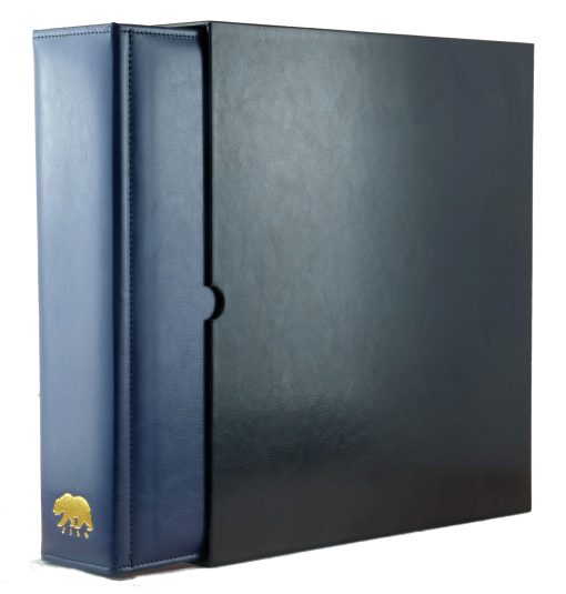 album de formato grande Ursae Minoris Estate Library Deluxe 4 Q-Ring para hasta 400 billetes modernos de EE. UU., Canada, Mexico y del mundo, boletos de eventos de hasta 8 x 2 pulgadas, Azul profundo con estuche negro - Imagen 2
