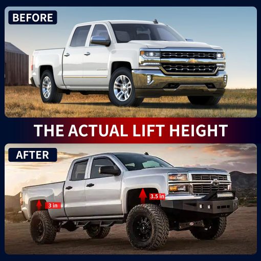 Kit de Nivelacion Levantamiento de Suspension - Elevador de 3.5" Delante y 3" Atras Compatible con Chevrolet Silverado 1500 GMC Sierra 1500 2WD 4WD 2007-2019 - Imagen 3