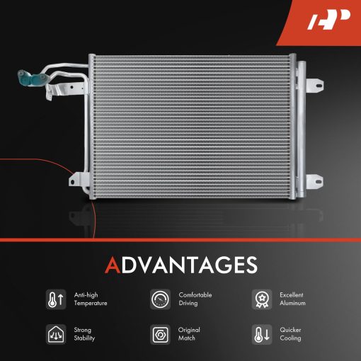 Condensador de aire acondicionado A-Premium compatible con Audi A3, TT, TTS, RS Quattro y Volkswagen Jetta 2005-2010, Golf, City, GTI y mas, Reemplazo # 3255, 1K0820411D - Imagen 5