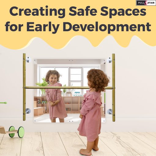 Set de Espejo de Coordinacion Montessori - Barra de Traccion y Espejo para Bebes, Ninos Pequenos | Desarrolla Habilidades Motoras Auto-Exploracion | Incluye Hardware | Espejo de Acrilico de Seguridad de Plexiglas y Barra de Acero Recubierta de Polvo - Imagen 9