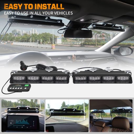Luces Estroboscopicas de Emergencia ambar Rojo XRIDONSEN Luces de Advertencia Parpadeantes de Seguridad Hazard Interior Delanteras/Traseras para Vehiculos de Construccion Camiones - Imagen 4