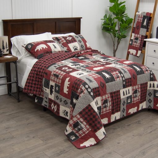 Juego de Ropa de Cama Acolchado de Algodon Donna Sharp Bear Peak - Juego de Edredon Tamaño King de 3 Piezas - Incluye 1 Edredon y 2 Fundas de Almohada - Lavable a Maquina - Perfecto para Decoracion Rustica - Imagen 2