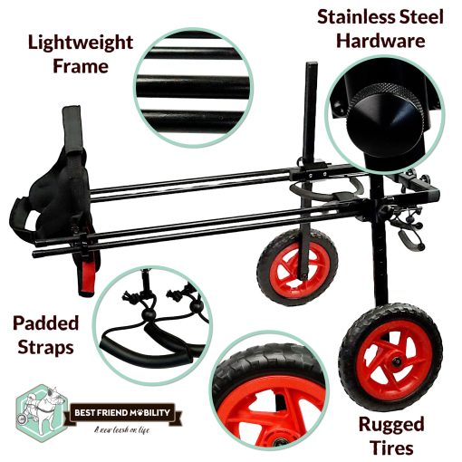 Silla de Ruedas para Perros Best Friend Mobility Pro Series para Patas Traseras - Fibra Ultraligera, Brazos Laterales Ajustables para Todo Terreno, Llantas de Espuma para Todos los Perros (Tamano Mediano) - Imagen 6