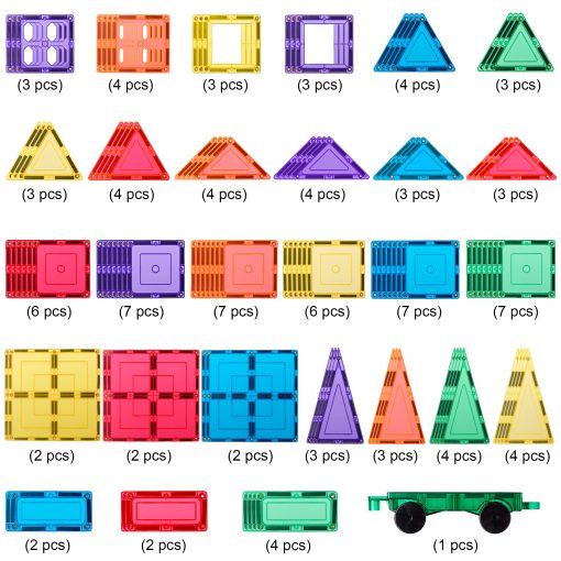 Juego de 110 piezas de azulejos magneticos Lean & Grow Toys para ninos Conjuntos de construccion de azulejos magneticos 3D Bloques de construccion Regalos educativos de STEM para ninos y ninas pequenos - Imagen 3