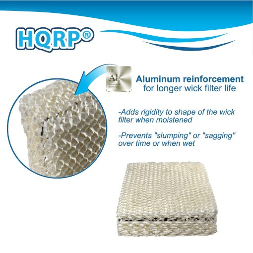 HQRP Filtro de Mecha (Paquete de 4) Compatible con Duracraft DH803 / DH804 / DH805 / DH806 / DH807 / DH810 / DH815 / DA1007 Humidificador Natural de Humedad Fresca, AC-809 / D09-C/AC-815 de Repuesto - Imagen 4