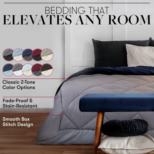 Edredon Reversible de Microfibra Alternativa de Pluma de Ganso de Coleccion Beckham Hotel - Todas las Estaciones - Edredon de Lujo de Calidad Premium - Individual/Individual XL - Cafe/Crema - Imagen 7