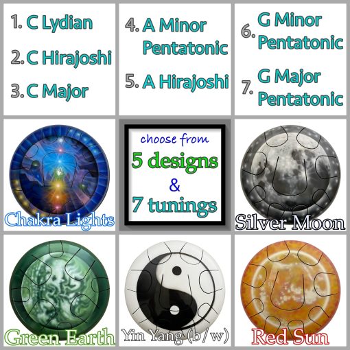 Steel Tongue Drum 10" - Luna de Plata - 7 afinaciones para elegir - Bolsa y Mazos Gratis (A Menor Pentatonica (8 tonos) SD10S4) - Imagen 5