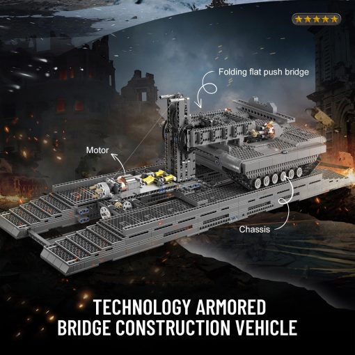 Kit de Construccion de Vehiculo de Puentes Mould King 20029, Juego de Construccion de Tanques Militares, Camion de Puente Tipo Tanque para Adultos y Ninos, 1759 Piezas - Imagen 4