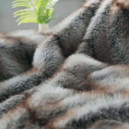 Manta de felpa de lujo de piel sintetica, Manta gruesa y esponjosa para la sala de estar, sofa, cama, sofa, calida y acogedora, mantas decorativas como regalo de cumpleaños (Gris, 70''x80'') - Imagen 5