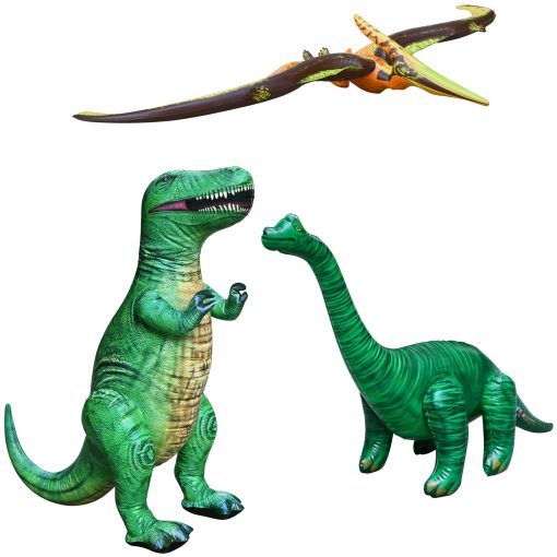 Jet Creations Paquete de 3 Dinosaurios Inflables T-Rex Brachiosaurus Pteranodon para Decoracion de Fiesta en la Piscina, Decoracion de Cumpleanos de Halloween Tamano 37"