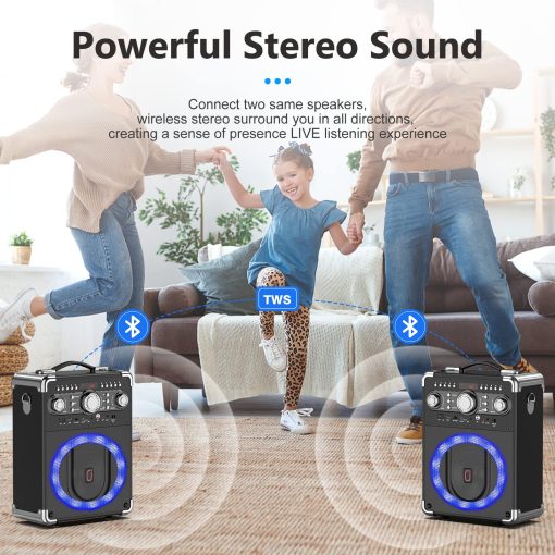Maquina de Karaoke HWWR con 3 Microfonos para Adultos y Ninos, Altavoz de Karaoke Portatil con Luces DJ, Altavoz Bluetooth para Fiestas en Casa, Reuniones - Imagen 5