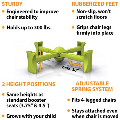 Asiento elevador KABOOST para mesa, Verde - Se coloca debajo de la silla - Asiento elevador portatil para ninos pequenos y adultos - Imagen 5
