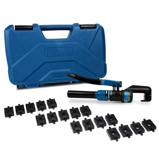 Kit de Crimpadora de Terminales y Conectores Electricos Hidraulica TEMCo TH0006 con 18 Juegos de Troqueles 12 AWG - 00 (2/0) (5 Toneladas EE. UU.)