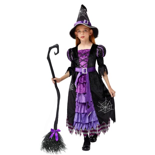 Disfraz de Bruja Encantadora Fairytale Witch con Escoba para Ninas (M 8-10) - Imagen 3
