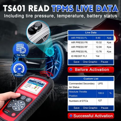 Autel MaxiTPMS TS601 TPMS Relearn Tool - Herramienta de Programacion TPMS Actualizacion de Autel TS508K/TS508/TS501/TS408/TS401, Activar/Reaprender Todos los Sensores TPMS Conocidos, Programar MX-Sensors (315/433MHz), Restablecer TPMS - Imagen 5