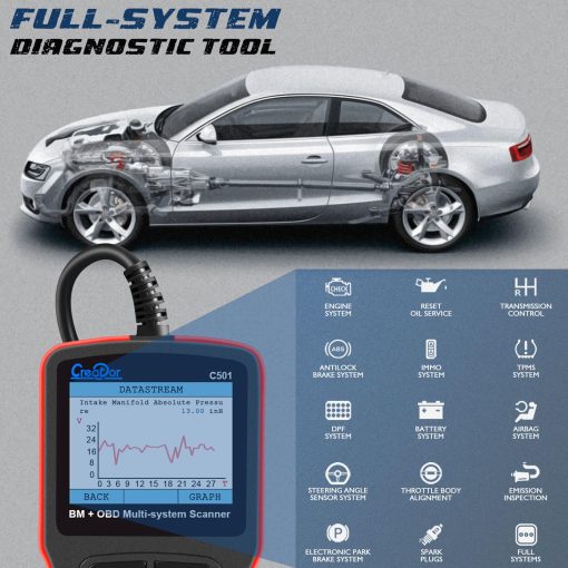 Creator C501 Escaner OBD2 Apto para BMW Mini EPB ABS SRS DPF Reinicio de Aceite Todos los Sistemas Herramienta de Escaneo con Registro de Bateria Lector de Codigos OBDII Herramienta de Diagnostico [Nueva Version Actualizada del C110+ C310+ C410 C420] - Imagen 4