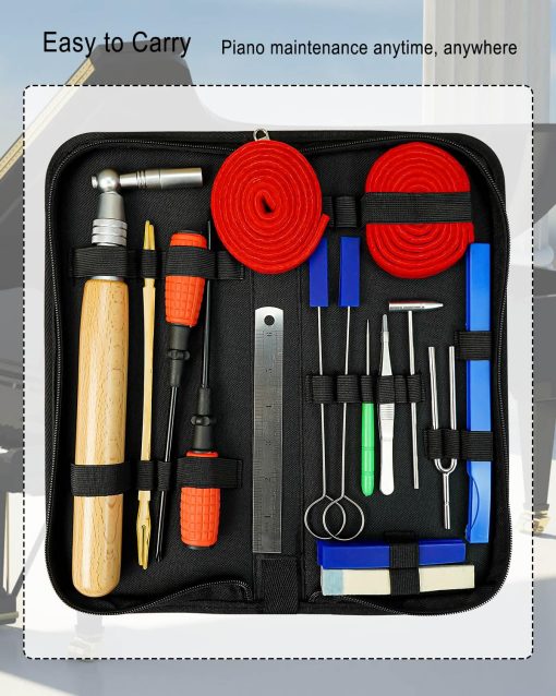 Kit Profesional de Afinacion de Pianos ULZOZN Martillo Afinador de Piano Juego de Herramientas Mudo Kit Portatil de Herramientas de Afinacion de Pianos Accesorios para Reparacion de Pianos 18 Piezas con Estuche para Afinadores Principiantes y Profesionales - Imagen 5
