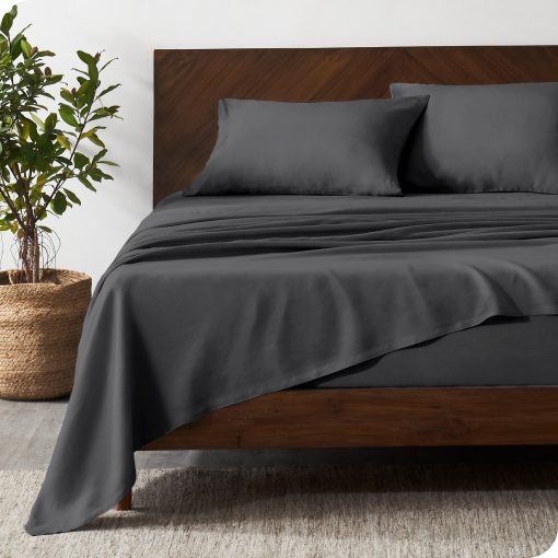 Juego de Sabanas Twin de Bare Home - Juego de Sabanas de Cama Twin de Lujo 100% Lino - Bolsillos Profundos - Ajuste Facil - Juego de 3 Piezas - Sabanas de Cama & Fundas de Almohada (Twin, Gris Oscuro) - Imagen 6