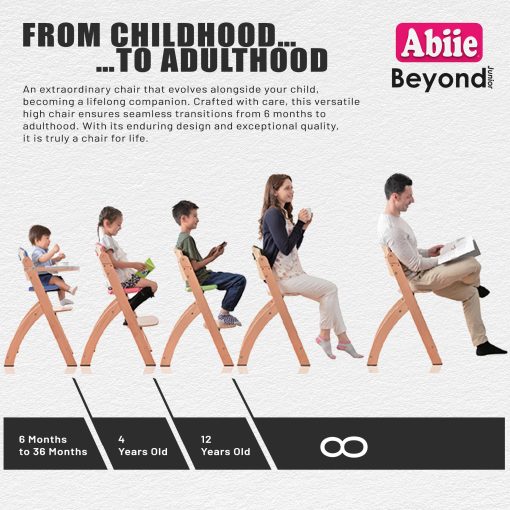 Silla alta convertible de madera Abiie Beyond Junior para bebes y ninos pequenos. Silla alta ajustable 3 en 1 con bandeja desmontable, facil de limpiar, portatil. De 6 meses hasta 250 libras. Madera caoba / Cojin oliva - Imagen 4