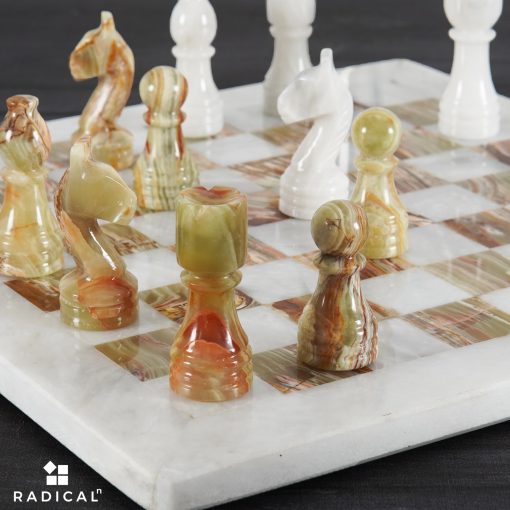 Juego de Ajedrez de Marmol Radicaln 12'' Pulgadas Blanco y onix Verde Hecho a Mano Piezas de Ajedrez de Marmol para Juego de Tablero - Juego de Ajedrez, Juego de Damas - Set de Viaje Figuras de Ajedrez - Imagen 4