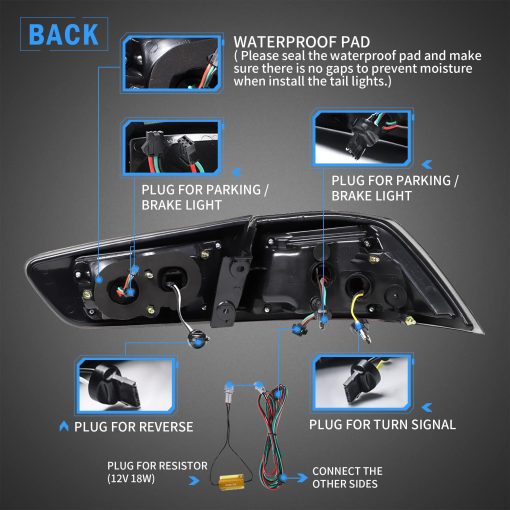 VLAND Luces traseras LED compatibles con Mitsubishi Lancer & EVO X 2008-2020 (No es compatible con Sportbacks/fortis/io) con senal de giro secuencial de ambar, Ensamblaje de lampara trasera de LED completo Lente clara - Imagen 5