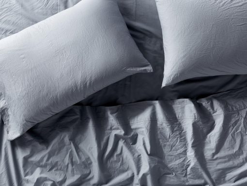 Juego de Sabanas de Percale Arrugado Organico Coyuchi, Azul Acero (Twin) - Imagen 2