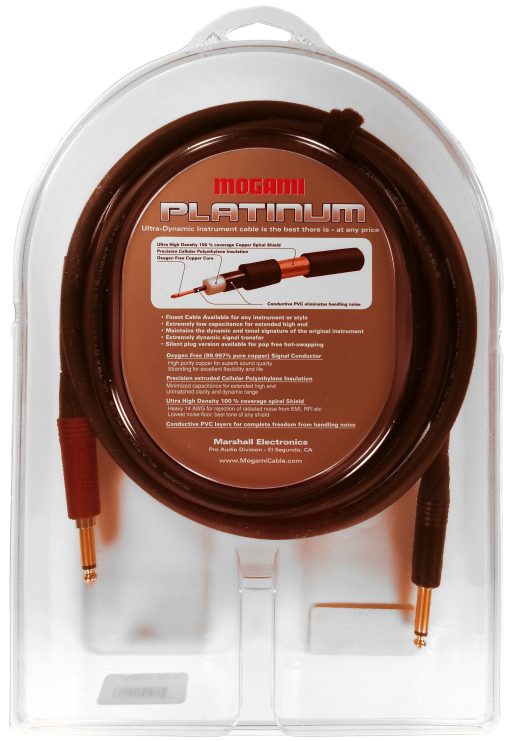 Cable de instrumento Mogami Platinum GUITAR-12, 1/4" TS Macho, Contactos Dorados, Conectores Rectos con silentPLUG, 12 pies - Imagen 3
