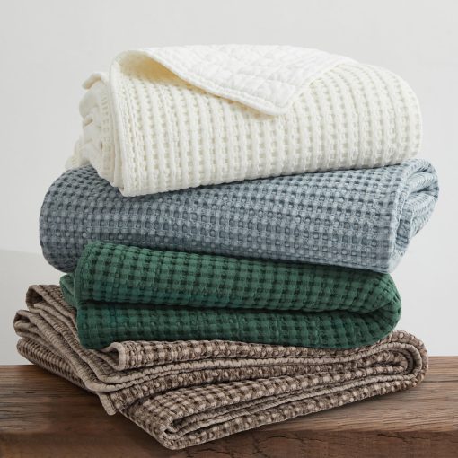 Levtex Home - Mills Waffle - Juego de edredon Full/Queen - Algodon Waffle Chambray - Tamano del edredon (88 x 92in.), Tamano de la funda de almohada (26 x 20in.) - Imagen 6