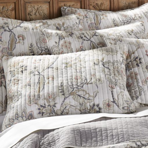 Juego de Colcha Levtex Home - Ophelia - Colcha y Dos Fundas Estandar - Floral - Gris Taupe Crema Rosa - Colcha (90x94 pulg.) y Fundas (20x26 pulg.) - Reversible - Rayon/Algodon - Imagen 7